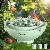 Rywell Solar Bird Bath with 3 Spray Modes, 2L Large Capacity Solar Fountain, Hanging/Standing Bird Bath with Filter & Auto Shut-Off, Quiet Pump for Garden Yard Outdoor