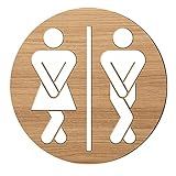Jetec Restroom Signs Wooden Half Bathroom Sign Funny Cute Unisex Restroom Sign for Rustic Farmhouse Office Business Bathroom and Toilet Door Wall Decor, 7.9 x 7.9 Inch(Classic Color)