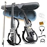 Premium Carbon Fiber Electric Violin Full Size 4/4,Professional Silent Electric Violin for Adults,Teens,Electric Fiddle with Pro Pick up-ZNDS-2304