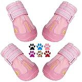 QUMY Dog Shoes for Large Dogs, Medium Dog Boots & Paw Protectors for Winter Snowy Day, Summer Hot Pavement, Water-Resistant in Rainy Weather, Outdoor Walking, Indoor Hardfloors Skid-Resistant Sole