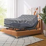 Vipbear Queen Size Adjustable Bed Frame with Massage, 14 Inch Grey Gel Memory Foam Mattress in Box, Adjustable Bed Base with Thickened Frame, Wireless Remote,Voice Control Electric Bed