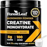 ForestLeaf Micronized Creatine Monohydrate Powder - Maximize Muscle Growth & Strength - Unflavored Creatine for Women and Men - 5G Per Serving - 100 Servings