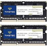Timetec 16GB KIT(2x8GB) DDR3L / DDR3 1600MHz (DDR3L-1600) PC3L-12800 / PC3-12800 Non-ECC Unbuffered 1.35V/1.5V CL11 2Rx8 204 Pin SODIMM Laptop Notebook PC Computer Memory RAM Module Upgrade Black PCB