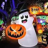 PAETAE Inflatable Halloween Blow Ups, 5FT Outdoor Ghost Pumpkin Halloween Inflatables, Blow Up Yard Decoration with LED Lights, Halloween Decor for Home,Holiday,Party,Garden