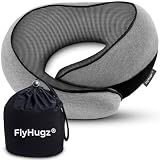 FlyHugz® Neck Travel Pillow Memory Foam Neck Pillow for Comfort on Airplane Compact and Ergonomic Design for Travel, Car Rides, and Home Use Ideal for Adults and Kids.