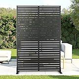 Metal Privacy Screen with Stand 72" H×47" W Outdoor Freestanding Privacy Screen & Panels, Outdoor Privacy Screen for Deck Patio Balcony(Black-Louvered)