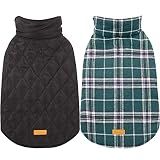 Kuoser Waterproof Dog Coat, Warm Reversible Dog Jacket with Leash Hole