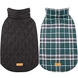Kuoser Waterproof Dog Coat, Reversible Dog Jacket for Medium Dogs, Adjustable Durable Doggie Winter Coat Warm Puppy Cold Weather Apparel from Small to Large Breed, Green M