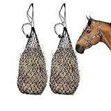 Palhyte 2 Pcs Ultra Slow Feed 1.5"x1.5" Holes 40” Hay Net, Durable Slow Feeder Hay Nets for Horses Goat Feed(Black