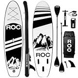 Roc Inflatable Stand Up Paddle Board 10' 6" with Premium SUP Paddle Board Accessories, Wide Stable Design, Non-Slip Comfort Deck for Youth & Adults (Black)