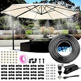 Outdoor Misting Cooling System – 82FT (25M) Patio Garden Mister with 30 Brass Nozzles & 3/4" Brass Adapter, Easy Install Water Mist Hose for Greenhouse, Trampoline, Backyard, Pets