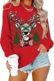 Ugly Christmas Sweater Women Oversized Funny Reindeer Graphic Sweatshirt