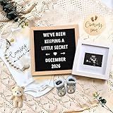 Pregnancy Announcement, Baby Announcement Ideas Set Include Felt Letter Board, Baby Onesie, Booties, Photo Frame, Wooden Sign and Bear Plush, Pregnancy Announcement Photo Props Coming Soon Baby Announcement