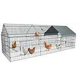 PawGiant Chicken Coop Chicken Run Pen for Yard with Cover 130"×40"×40" Outdoor Metal Portable Chicken Tractor Cage Enclosure Crate Outside for Small Animals Duck Rabbit Hen