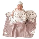 Mouliss Personalized Baby Blanket with Name – Handmade 100% Organic Cotton Newborn Gift | Custom Knit Blanket for Boys, Girls, Kids & Baby Showers