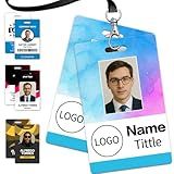 Custom ID Card Personalized Print Name Badge with Logo Photo Customized Work Office Card Identification for Event Nurse School Double Sided Vertical