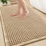 Smiry Waffle Bath Mat 30X20, Extra Soft Absorbent Bathroom Rugs, Brown