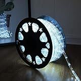 DINGFU 50ft 360 LED Waterproof Rope Lights, 110V Connectable Indoor Outdoor White Led Rope Lights for Outside, Deck, Patio, Pool, Camping, Bedroom Decor, Landscape Lighting and More (White)
