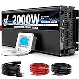 2000 Watt sump pump backup battery system, automatic switchover to battery inverter power, professional backup system in case of power failure, pure sine wave output Remote controller with LCD screen