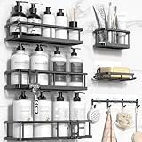 YASONIC Shower Caddy, 6 Pack Large Capacity shower Organizer with Soap Holder and 12 Hooks, Rustproof Shower Shelves for Inside Shower, No Drilling&Sleek Bathroom Organizers and Storage