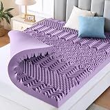 MUXHOMO 3 Inch 7-Zone Queen Mattress Topper, Egg Crate Memory Foam Mattress Topper Queen Size for Back Pain, Lavender Gel Infused Bed Pad, CertiPUR-US and Oeko-TEX Certification (60"×80")