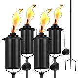 ZSZMFH 4 Pack Metal Torch for Outside, 16oz Outdoor Metal Torch Garden Décor,59-Inch Upgraded Citronella Torches with 3-Prong Grounded Stake, Table Top Torches for Party Patio Pathway
