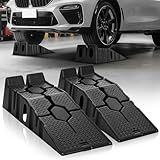 Auto Dynasty Car Ramps for Oil Changes and Lfit, 2Pcs Portable Car Service Ramps with Anti Slip Grooves for Home Garage Maintenance, 2.5 Ton (5000 lb) Load Capacity Vehicle Ramps for Auto Repair