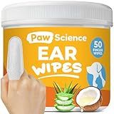 Paw Science Dog Ear Cleaner Wipes – Finger Wipes for Dogs & Cats – Cleaning, Soothing, & Deodorizing Itchy Ears – Pet Ear Relief Solution (Coconut)