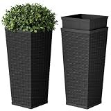 Devoko Resin 24'' Tall Planters Set of 2, Large Taper Outdoor Planter Pots