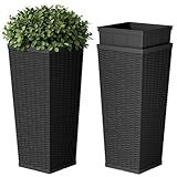 Devoko Resin 24'' Tall Planters, Large Taper Outdoor Planter