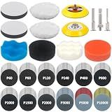 133 PCS Sanding Disc Drill Polishing Kit Sanding Attachment, 3 Inch Wet Dry Headlight Restoration Kit, Hook and Loop Sandpaper Buffing Pads with Rotary Tools for Car Wood Metal Glass Resin Epoxy