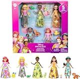 ​Mattel Disney Princess & Friends Set with 5 Posable Small Dolls in Removable Skirts or Pants & 5 Friend Figures, Inspired by the Disney Movies
