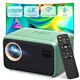 Projector with Wifi and Bluetooth, Native 1080P Portable Mini Projector 4K Support, Electric Focus & Auto Keystone Projector for Bedroom/Home/Outdoor, Compatible with Smartphone/HDMI/USB/TV Stick