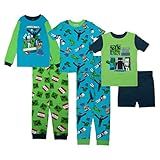Minecraft Boys' 6-Piece Snug-Fit Cotton Pajamas Set, Defeat Them All, 10