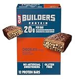 CLIF BUILDERS Protein Bars - Chocolate Flavor - 20g Plant Based Protein - Gluten Free - Non-GMO - Low Glycemic - No Artificial Sweeteners - 2.4 oz. (12 Pack)