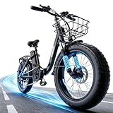 GOKEEP Electric Bike for Adults, Peak 1800W Motor, 86 Miles PAS Range, 52V 18.2Ah Removable Lithium Battery Foldable Electric Bicycle, 20MPH 7-Speed Commuter Ebike, Max 330LBS, UL2849 Certified, Black