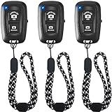 Remote Shutter for iPhone Camera, Bluetooth Remote for Android, Hands Free Works with Take a Christmas Family Portrait, Create Amazing Photos and Selfies, Wrist Strap Included（3 Pack） (Square)
