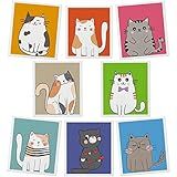Lucomb Swedish Dish Cloths for Kitchen, 8 Pack Reusable Cleaning Cloth Absorbent Kitchen Towels No Odor Fast Drying for Home Wipes Dish Washing (Cute Cat)