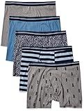 Amazon Essentials Men's Underwear Boxer Briefs, Comfortable Cotton, Tag-Free, Pack of 5, Floral Print/Pineapple/Stripe, Medium