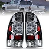 Nakuuly Tail Light Assembly Compatible With 2005-2015 Tacoma Pickup Driver and Passenger Side LED Taillights Brake Signal Assembly with Bulb and Harness (Black Housing Style)