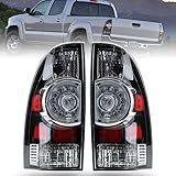 Nakuuly Tail Light Assembly Compatible With 2005-2015 Tacoma Pickup Driver and Passenger Side LED Taillights Brake Signal Assembly with Bulb and Harness (Black Housing Style)