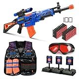 Bigpower Electric Kids Toy Sniper Rifle with Scope Tactical Vest Kit,4 in 1 Automatic Kids Sniper Rifle Toy Guns for Boys 8-12,Rifle Dart Guns Big Size,Toy Guns with Removable Magazines（2 Pcs
