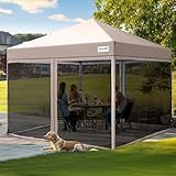 Quictent 10'x10' Pop up Screened Canopy Tent with Mosquito Netting, Portable Easy up Outdoor Screen House Shelter for Patio, Camping and Picnic, Includes Wheeled Carry Bag