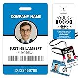 Custom ID Badge Personalized Employee ID Card Identification Badges Print Name Photo Logo Double Work Badges Barcode Tag Volunteer Office ID Vertical