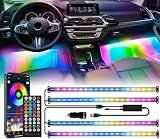 72 LED USB Interior Car Strip Lights Dream Color RGB-IC 12V DC with App RF Remote Control Multicolor Footwell Under Dash Chasing Inside Light Kits Music Sync Mode LED Lights for Cars Truck ATV UTV