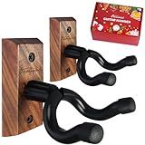 Guitar Wall Mount 2 Pack, Black Walnut Wood Guitar Hanger, U-Shaped Guitar Wall Hanger Mount, Guitar Holder Hook Stand Wall for Acoustic, Electric Guitar, Banjo, Bass, for Guitar Player Men Boy