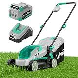 Litheli 13.1inch Electric Lawn Mower Cordless,Grass Cutter Machine for 1600 Sq.Ft.Lawnmower with Brushless Motor, 8 Gallon Capacity, Cutting Height from 1 to 2.5 in, Includes 1X4.0 Ah Battery