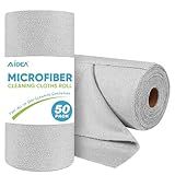 AIDEA Microfiber Cleaning Cloth Roll, 50PK, Paper Towels Reusable Grey Tear Away Towels, Washable Shop Rags, Microfiber Towels for Cars, Lint Free Rags for House, Kitchen, Window,11.5"×11.5"