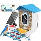 Smart Bird Feeder with Camera, 2K Live Stream, AI Species Recognition, Solar-Powered, Motion Alerts, Squirrel-Proof Weight-Sensor + Large Capacity, Weatherproof Design