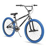JOYSTAR 24 Inch Kids Bike Freestyle BMX Bikes for 7 8 9 10 11 12 Years Old Boys Girls and Beginner Riders, 24" Kids' Bicycles, Blue Tires